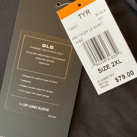 TYR SLS Quarter Zip Long Sleeve Shirt Athletic Fit Men's 2XL Black NWT - Picture 5 of 7